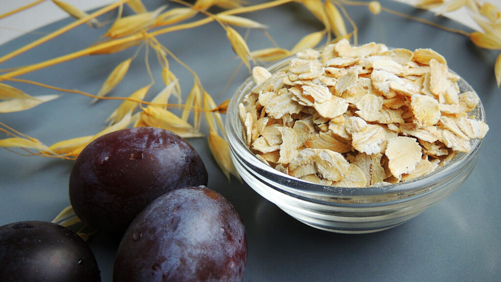 A bowl of healthy looking bran flakes