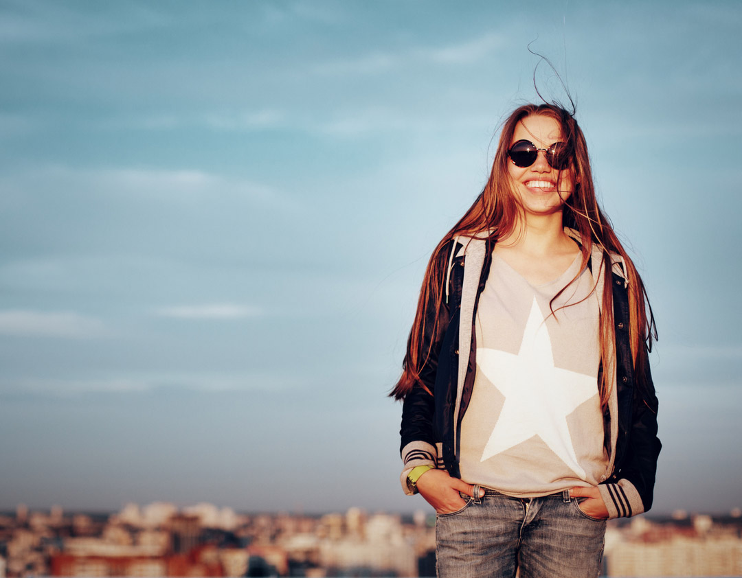 Woman smiling looking healthy